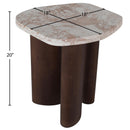  Meridian Puglia Cream Marble Top And Oak Wood Base End Table IMAGE 6