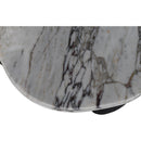  Meridian Puglia White Marble Top And Oak Wood Base Coffee Table IMAGE 3