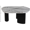  Meridian Puglia White Marble Top And Oak Wood Base Coffee Table IMAGE 4
