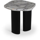  Meridian Puglia White Marble Top And Oak Wood Base End Table IMAGE 1