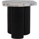  Meridian Puglia White Marble Top And Oak Wood Base End Table IMAGE 3