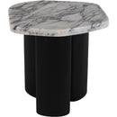  Meridian Puglia White Marble Top And Oak Wood Base End Table IMAGE 5