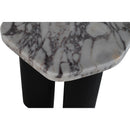  Meridian Puglia White Marble Top And Oak Wood Base End Table IMAGE 6