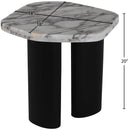  Meridian Puglia White Marble Top And Oak Wood Base End Table IMAGE 7