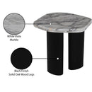  Meridian Puglia White Marble Top And Oak Wood Base End Table IMAGE 8