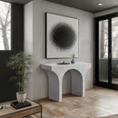  Meridian Pomezia White Marble Finish Console Table IMAGE 2