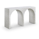  Meridian Faenza White Marble Finish Console Table IMAGE 1