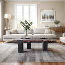  Meridian Ravenna Burgundy Genuine Marble Top And Oak Wood Base Coffee Table IMAGE 2