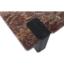 Meridian Ravenna Burgundy Genuine Marble Top And Oak Wood Base Coffee Table IMAGE 5