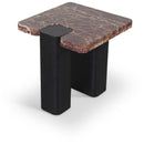  Meridian Ravenna Burgundy Genuine Marble Top And Oak Wood Base End / Side Table IMAGE 1