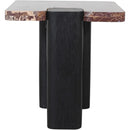  Meridian Ravenna Burgundy Genuine Marble Top And Oak Wood Base End / Side Table IMAGE 3