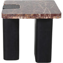 Meridian Ravenna Burgundy Genuine Marble Top And Oak Wood Base End / Side Table IMAGE 4