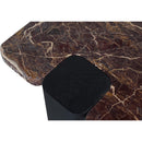  Meridian Ravenna Burgundy Genuine Marble Top And Oak Wood Base End / Side Table IMAGE 5