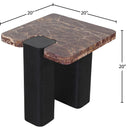  Meridian Ravenna Burgundy Genuine Marble Top And Oak Wood Base End / Side Table IMAGE 7
