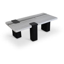  Meridian Ravenna Panda Genuine Marble Top And Oak Wood Base Coffee Table IMAGE 1