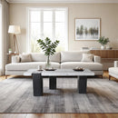  Meridian Ravenna Panda Genuine Marble Top And Oak Wood Base Coffee Table IMAGE 2