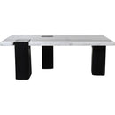  Meridian Ravenna Panda Genuine Marble Top And Oak Wood Base Coffee Table IMAGE 3