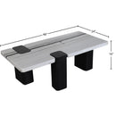  Meridian Ravenna Panda Genuine Marble Top And Oak Wood Base Coffee Table IMAGE 7