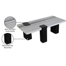  Meridian Ravenna Panda Genuine Marble Top And Oak Wood Base Coffee Table IMAGE 8