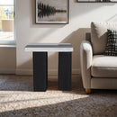  Meridian Ravenna Panda Genuine Marble Top And Oak Wood Base End / Side Table IMAGE 2