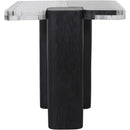  Meridian Ravenna Panda Genuine Marble Top And Oak Wood Base End / Side Table IMAGE 3