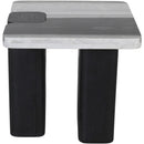 Meridian Ravenna Panda Genuine Marble Top And Oak Wood Base End / Side Table IMAGE 4