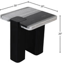  Meridian Ravenna Panda Genuine Marble Top And Oak Wood Base End / Side Table IMAGE 7