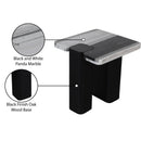  Meridian Ravenna Panda Genuine Marble Top And Oak Wood Base End / Side Table IMAGE 8