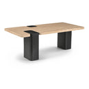  Meridian Ravenna Natural Genuine Travertine Top And Oak Wood Base Coffee Table IMAGE 1