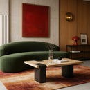  Meridian Ravenna Natural Genuine Travertine Top And Oak Wood Base Coffee Table IMAGE 2