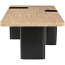  Meridian Ravenna Natural Genuine Travertine Top And Oak Wood Base Coffee Table IMAGE 3