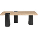  Meridian Ravenna Natural Genuine Travertine Top And Oak Wood Base Coffee Table IMAGE 4