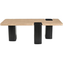  Meridian Ravenna Natural Genuine Travertine Top And Oak Wood Base Coffee Table IMAGE 6