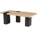  Meridian Ravenna Natural Genuine Travertine Top And Oak Wood Base Coffee Table IMAGE 7