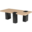  Meridian Ravenna Natural Genuine Travertine Top And Oak Wood Base Coffee Table IMAGE 8