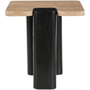  Meridian Ravenna Natural Genuine Travertine Top And Oak Wood Base End / Side Table IMAGE 3
