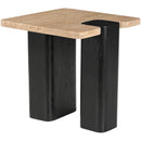  Meridian Ravenna Natural Genuine Travertine Top And Oak Wood Base End / Side Table IMAGE 6