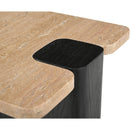  Meridian Ravenna Natural Genuine Travertine Top And Oak Wood Base End / Side Table IMAGE 7