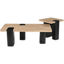  Meridian Ravenna Natural Genuine Travertine Top And Oak Wood Base End / Side Table IMAGE 8