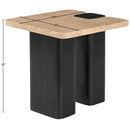  Meridian Ravenna Natural Genuine Travertine Top And Oak Wood Base End / Side Table IMAGE 9