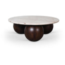 Meridian Treviso Beige Marble Top And Mango Wood Base Coffee Table IMAGE 1