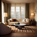  Meridian Treviso Beige Marble Top And Mango Wood Base Coffee Table IMAGE 2