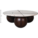  Meridian Treviso Beige Marble Top And Mango Wood Base Coffee Table IMAGE 7