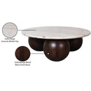  Meridian Treviso Beige Marble Top And Mango Wood Base Coffee Table IMAGE 8