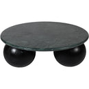  Meridian Treviso Green Marble Top And Mango Wood Base Coffee Table IMAGE 4