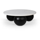  Meridian Treviso White Marble Top And Mango Wood Base Coffee Table IMAGE 1