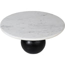  Meridian Treviso White Marble Top And Mango Wood Base Coffee Table IMAGE 3