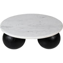  Meridian Treviso White Marble Top And Mango Wood Base Coffee Table IMAGE 4