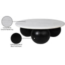  Meridian Treviso White Marble Top And Mango Wood Base Coffee Table IMAGE 8