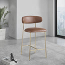  Color_Brown -- Lupita Brown Vegan Leather Upholstered Counter Stool IMAGE 2